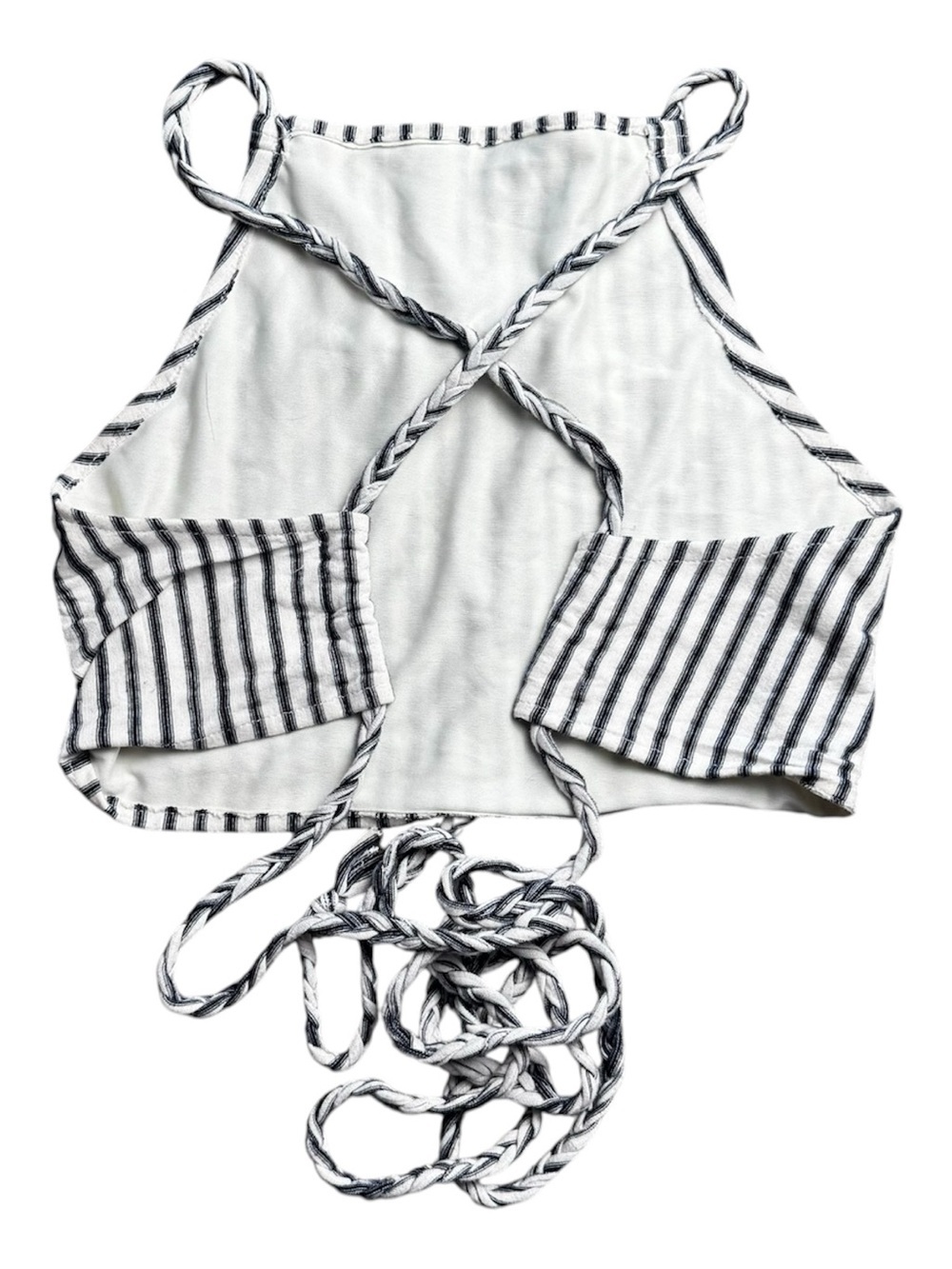 Lagos Striped Black & White Crop Halter Top - Picture 2 of 4